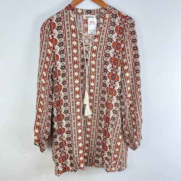 2/$25 NWT Listicle Bohemian Boho Western Paisley Lightweight Mini Tunic Dress M - Picture 3 of 14